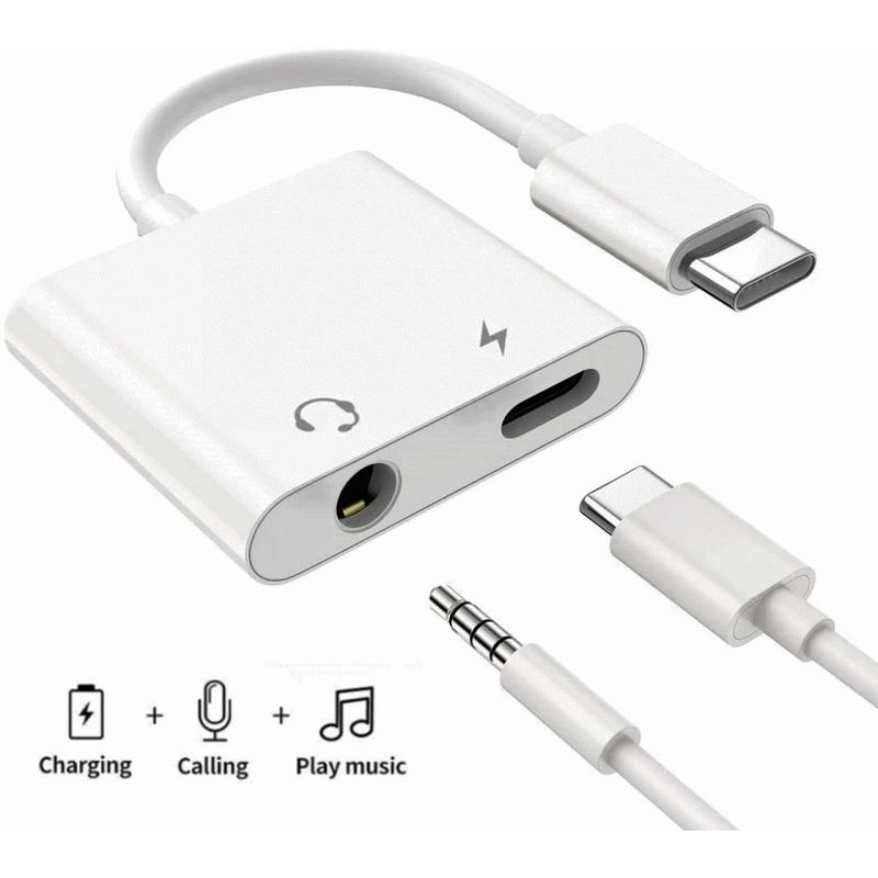 Headphone Adapter USB C and 3.5mm Plug to USB C Headset Splitter,Headphone Audio & Charger Compatible with Google Pixel 2 3xl,Samsung Tab and iPad (USB C+3.5mm to USB C)