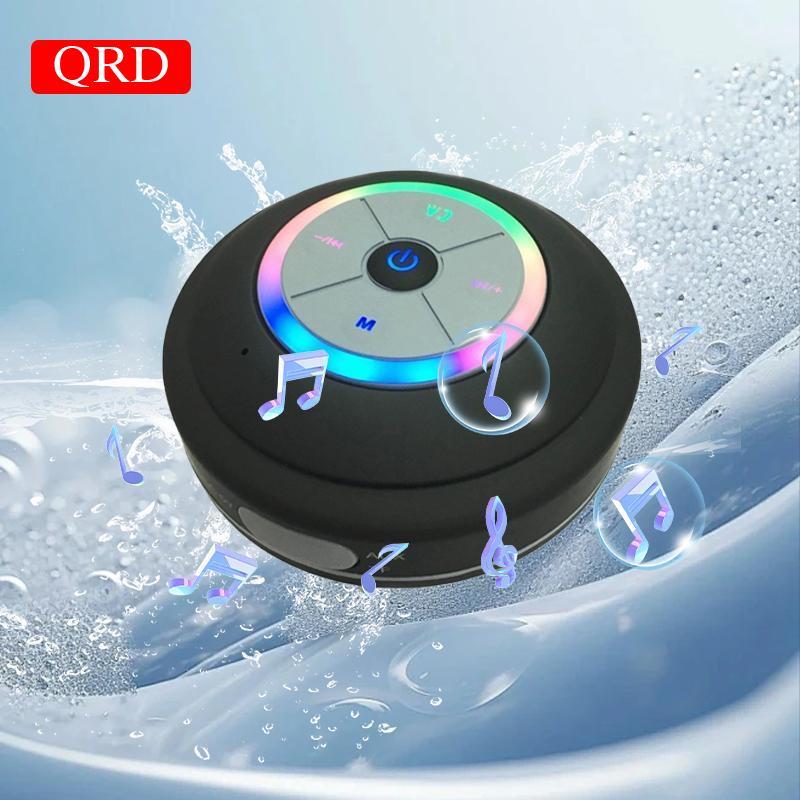 Waterproof Speaker, USB Rechargeable Portable Speaker with Suction Cup, Wireless Bluetooth-compatible Speaker for Bathroom, Kitchen, Home & Office