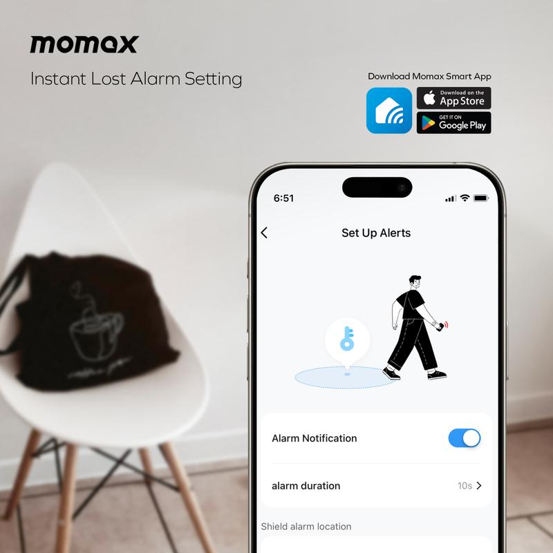 MOMAX Key Finder, Tracker Tag, Waterproof Supports Apple and Android,IP67,Key Tracker with APP,Sound Location, Key Locator Tracker for Luggage, Suitcase, Wallet,backpack, Gps bag