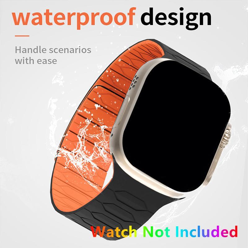 Magnetic Sports Band for Apple Watch, 1 Count Rubber Watch Band for iWatch Series 9 8 7 6 4 5 4 SE, Smart Watch Accessories for Men & Women Use