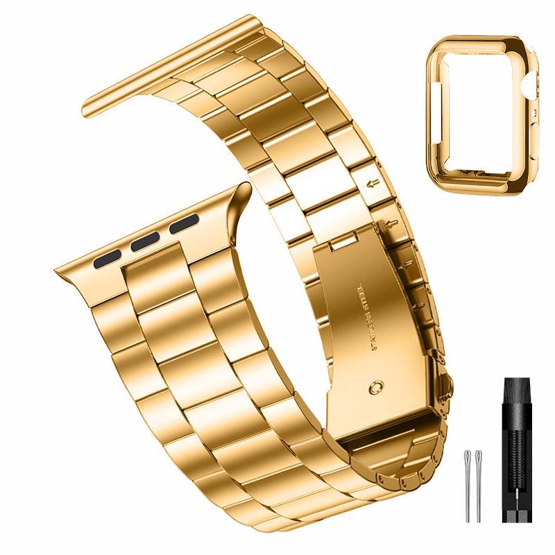 Watch Band with Protective Case, Fashionable Watch Band & Watch Case for Men & Women, Smart Watch Accessories Compatible with Apple Watch Series