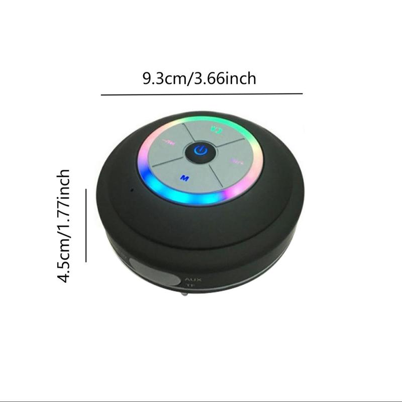 Waterproof Speaker, USB Rechargeable Portable Speaker with Suction Cup, Wireless Bluetooth-compatible Speaker for Bathroom, Kitchen, Home & Office