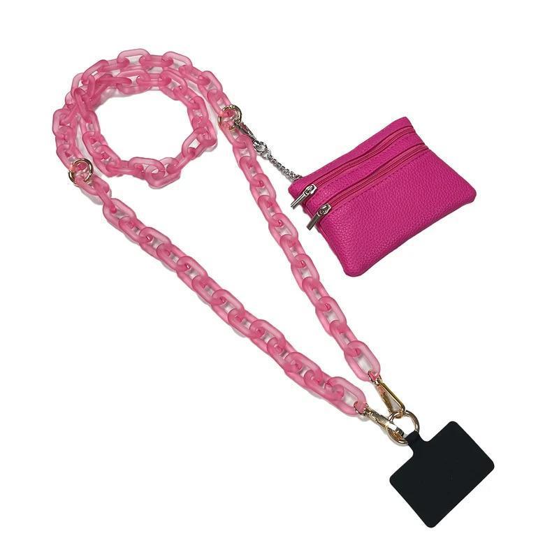 Clip-on phone strap and wallet crossbody bag phone strap with zipper pocket phone strap crossbody bag