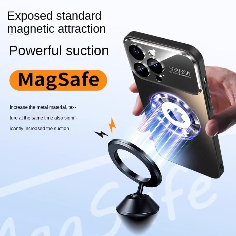 Suitable for iPhone16 promax large window wireless charging mobile phone case Apple 15 14 13 AG frosted missing label magnetic lens film protective cover