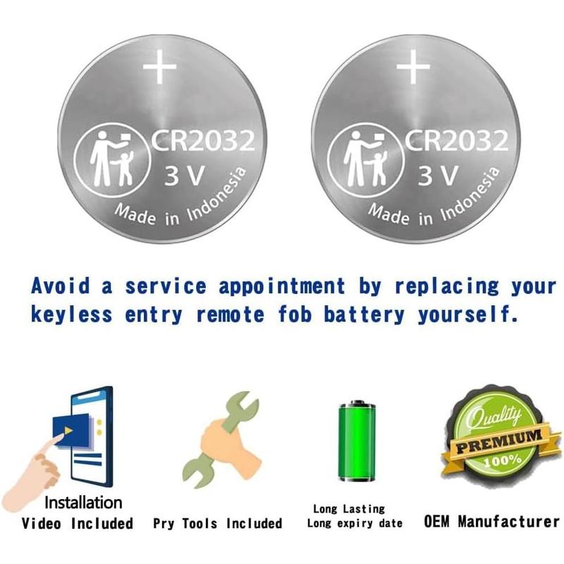 2pack CR2032 remote key fob battery replacement for Honda 2013-2021 + accord civic Odyssey CR-V HR-V fit pilot Prox smart key fob fits with FCC ID kr5v2x