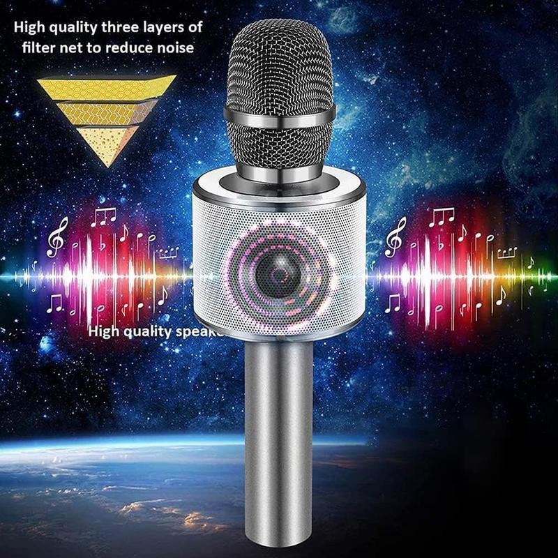 Karaoke Microphone, 3-in-1 Portable Handheld Mic Speaker for All Smartphones,Gifts for Boys  Adults All  Q37(Space Gray)