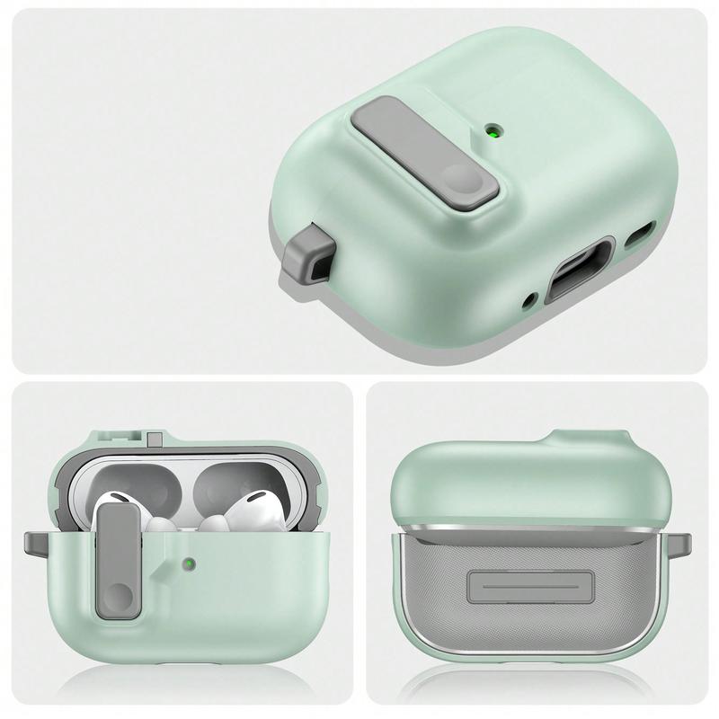 Earphone Cover with Security Lock for AirPods 1 2 3 Pro 2, 1 Count Solid Color Shockproof Earphone Case, Earphone Protective Cover