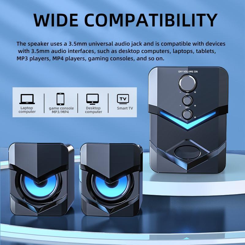 2.1 Channel Computer Speaker for Summer, USB Powered Wired Connection Desktop Speaker, Multifunctional Stereo Speaker for Home & Office Use