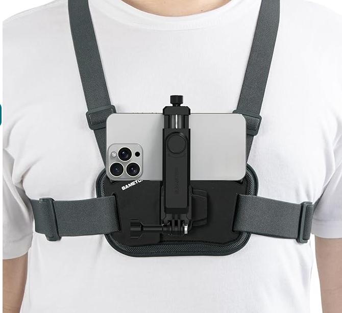 Mobile Phone and Camera Accessories - Adjustable Chest Mount Harness with Installation Bracket and Rotatable POV Holder Smartphone Cellphone Stand