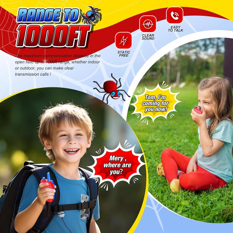 Spider Walkie Talkies for Kids Ages 3-10: Christmas Birthday Gifts Walkie Talkies Toys for 3 4 5 6 7 8 Year Old Boys Girls Toddlers Outdoor Camping Toy Games for Boy Girl Kid Toddler Age 3-5 5-7 6-8