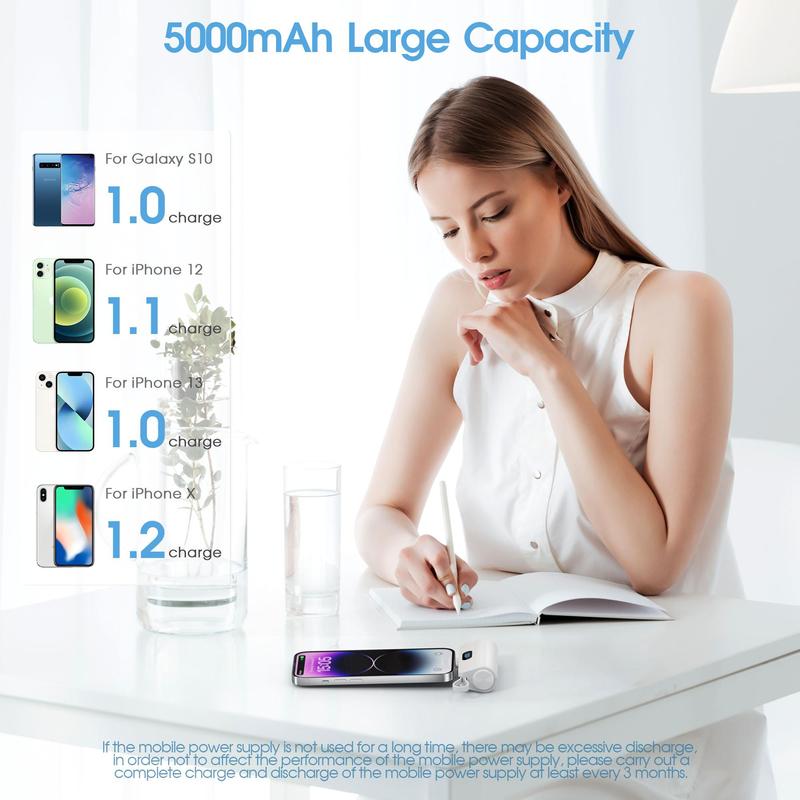 Portable Mini Power Bank, 5000mAh Compact Emergency Battery Pack, Power Bank with LED Digital Display for Electronic Devices