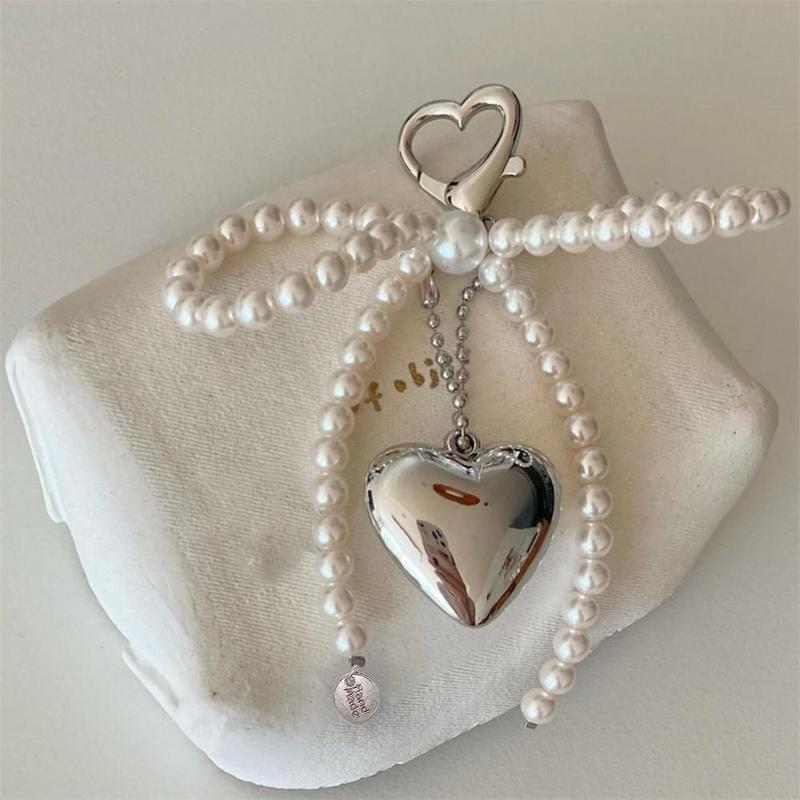 Heart Shaped Pendant with Faux Pearl Decor Phone Chain, Cute Phone Lanyard, Fashion Phone Strap for Women & Girls, Phone Accessories