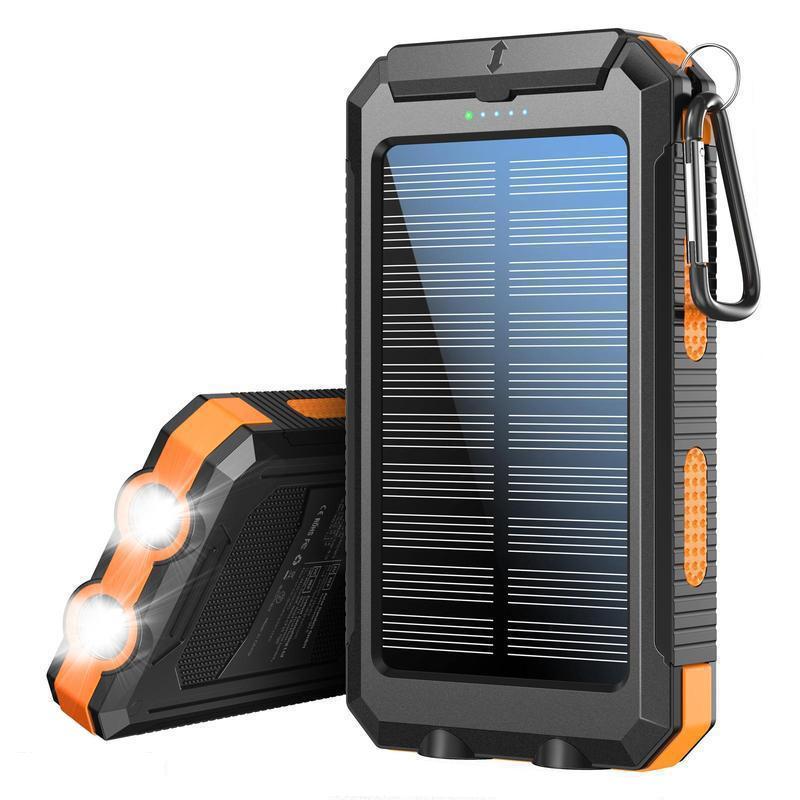 Portable Power Bank, 1 Count Solar Powered Mobile Charger for Summer, 10000mAh Dual USB Output Port Power Bank with LED Light, Solar Mobile Charger Power Bank Compatible with iPhone & Android Smartphone, Phone Accessories