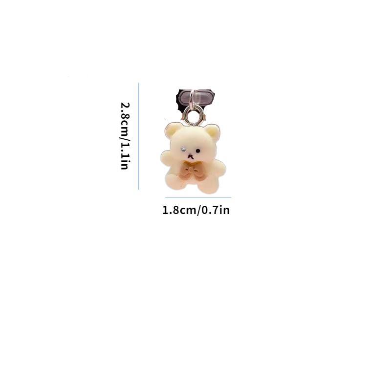 Cute Cartoon Bear Design Phone Dust Plug, Multipurpose DIY Resin Bear Phone Dust Plug, Phone Accessory For iPhone 5-14 Promax