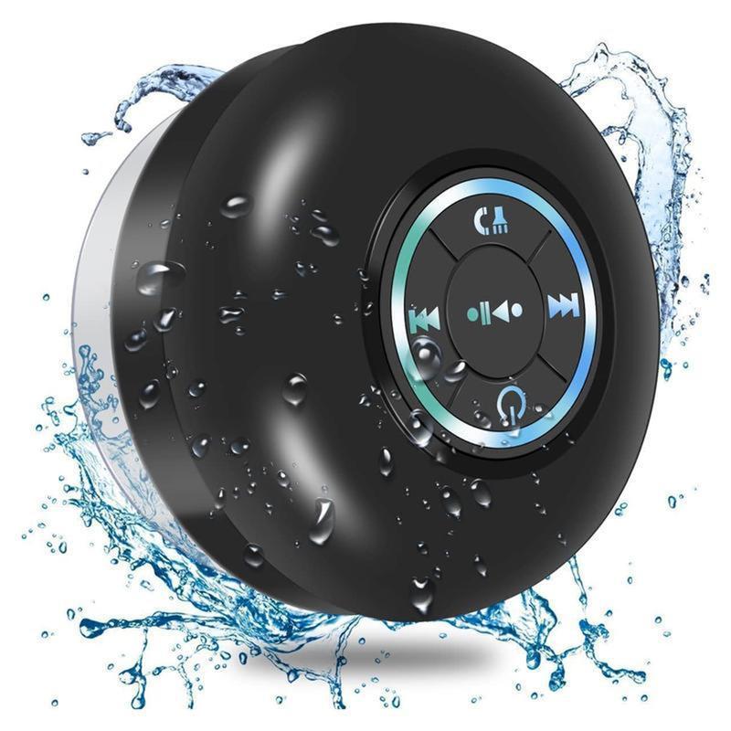 Waterproof Speaker, Portable Wireless Speaker With Suction Cup,USB Rechargeable Black Speaker With 2 Hours Play Time 3.7V 400mah Battery 5.0 Wireless Version Life For Parties, Bathroom, Travel, Home,And Outdoor For Thanksgiving Christmas New Year Gift