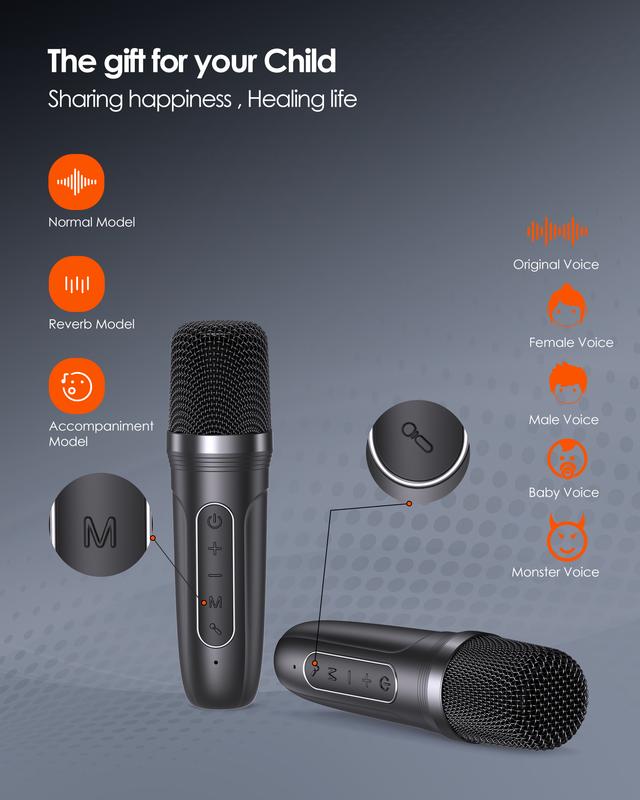 LENRUE F88 Karaoke Speaker, Portable Bluetooth Karaoke Machine with Dual Wireless Microphones, Echo & Voice Effects,IPX5 Waterproof,LED Lights,TF Card USB AUX in,Gift for Kids for Indoor Outdoor Fun