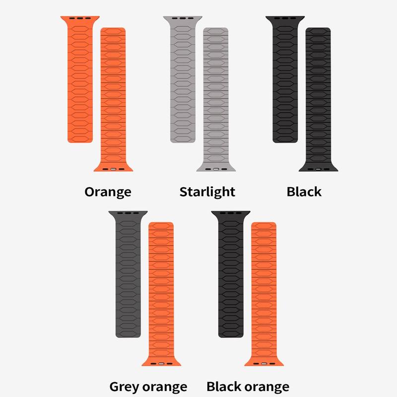 Magnetic Sports Band for Apple Watch, 1 Count Rubber Watch Band for iWatch Series 9 8 7 6 4 5 4 SE, Smart Watch Accessories for Men & Women Use