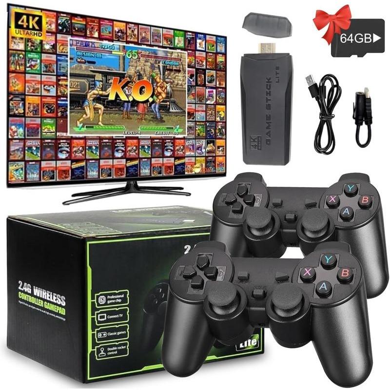  2024 Hot Sale:New store discount Retro Game Console Stick,64GNostalgia Game Stick with 20000+Video Games, 9 Emulator ConsolePlug and Play for TV, Retro PlayCompatible with Arcade Maze, 4K HDOutput,2.4GHz Wireless Controllers