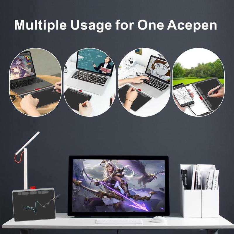 Drawing Tablet  Graphics Tablet with -Free Stylus 8192  Sensitivity 8 Hot , 9 x 6 inch Pen Tablet for Digital Art, Online Teaching, Animation, Work with , PC & Mobile