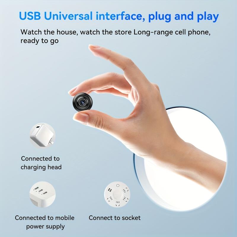 Landshine Mini Camera USB Powered ≤36V with Real-Time Monitoring, Infrared Night Vision, Motion Detection, Smart Home Security for Indoor Use - Puppy Nanny Cam, Easy Installation