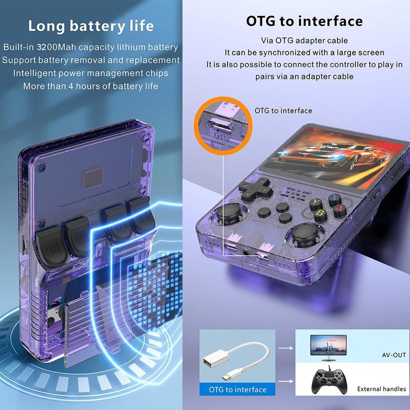 Retro Handheld Game Console, Portable Rechargeable Game Console with Game Stick, Linux System Game Console, Ideal Gift for Game Enthusiasts