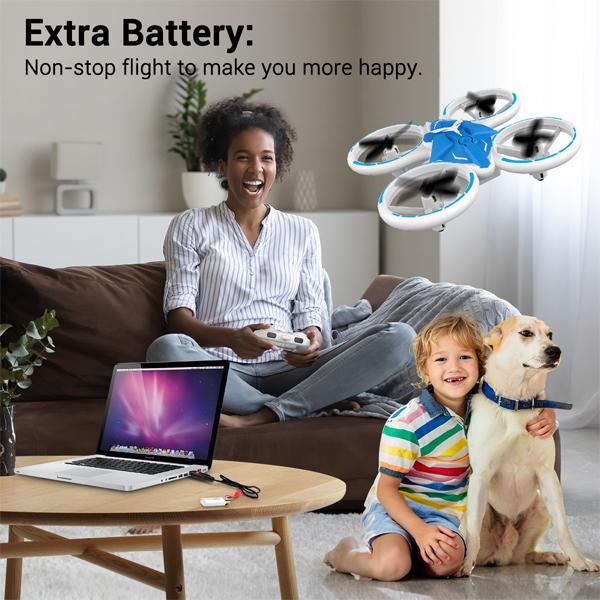 AFUNX Drone with Altitude Hold, Headless Mode, 3D Flips, One Key Take Off Landing, Kids Drone Toys Gifts, White Blue