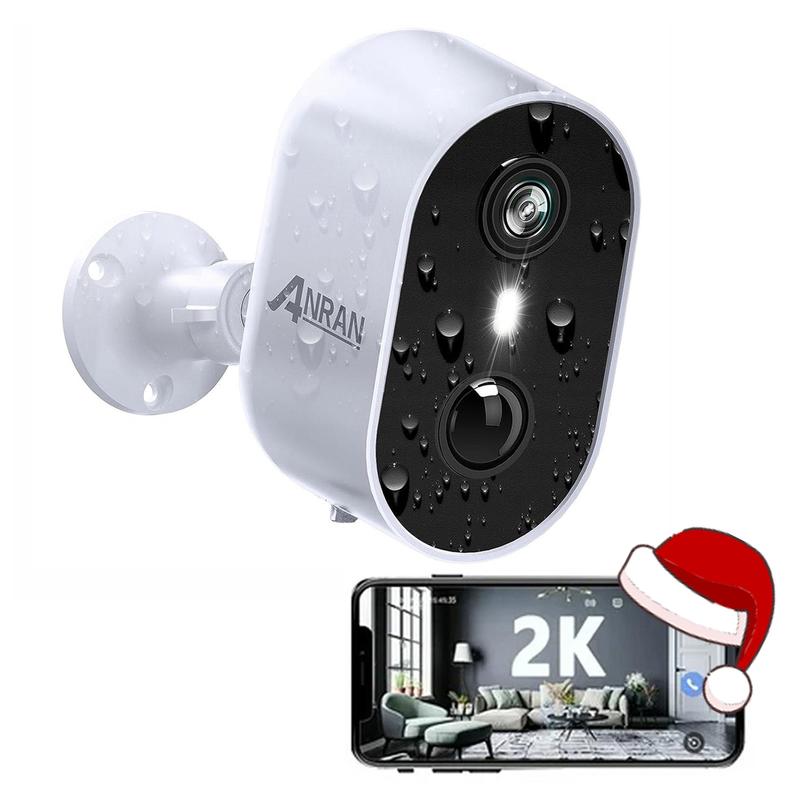 ANRAN 2K Battery Security Camera,Home Wireless Cameras,PIR Motion Detection,Support 2.4Ghz Wi-Fi,Two-Way Talk,Spotlight Siren Alarm,IP65 Waterproof