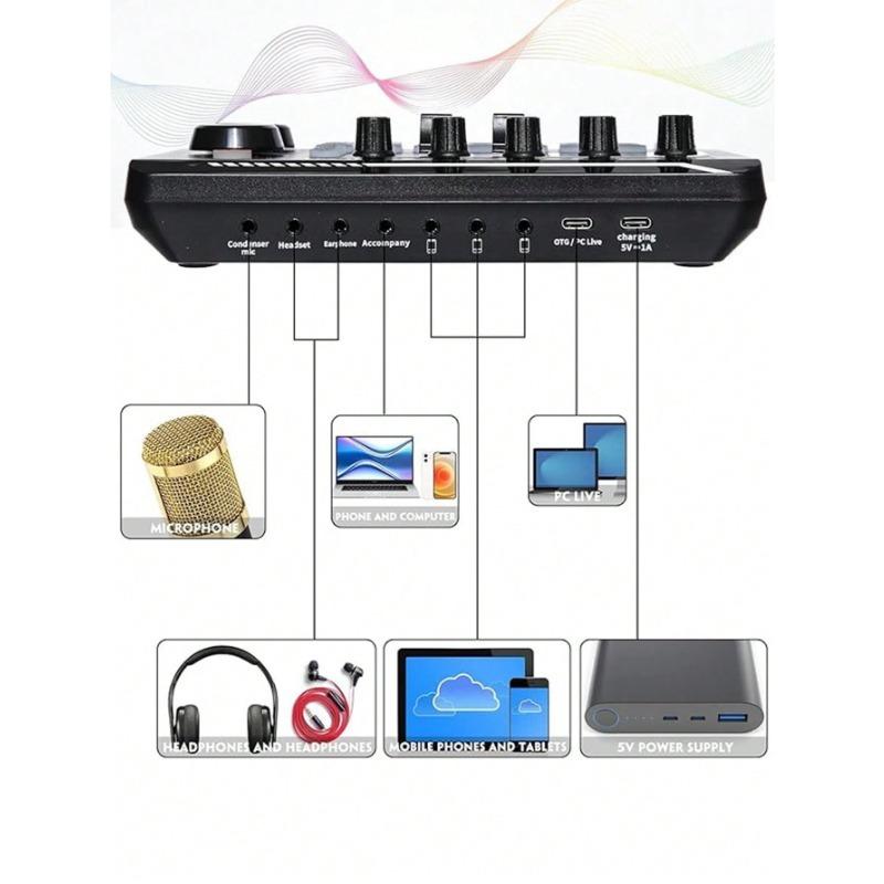 BM800 Condenser Microphone + F998 Sound Card Kit Is Suitable For Computer Recording, Game Voice Communication, High-Quality Sampling, Home Use Audio Connection