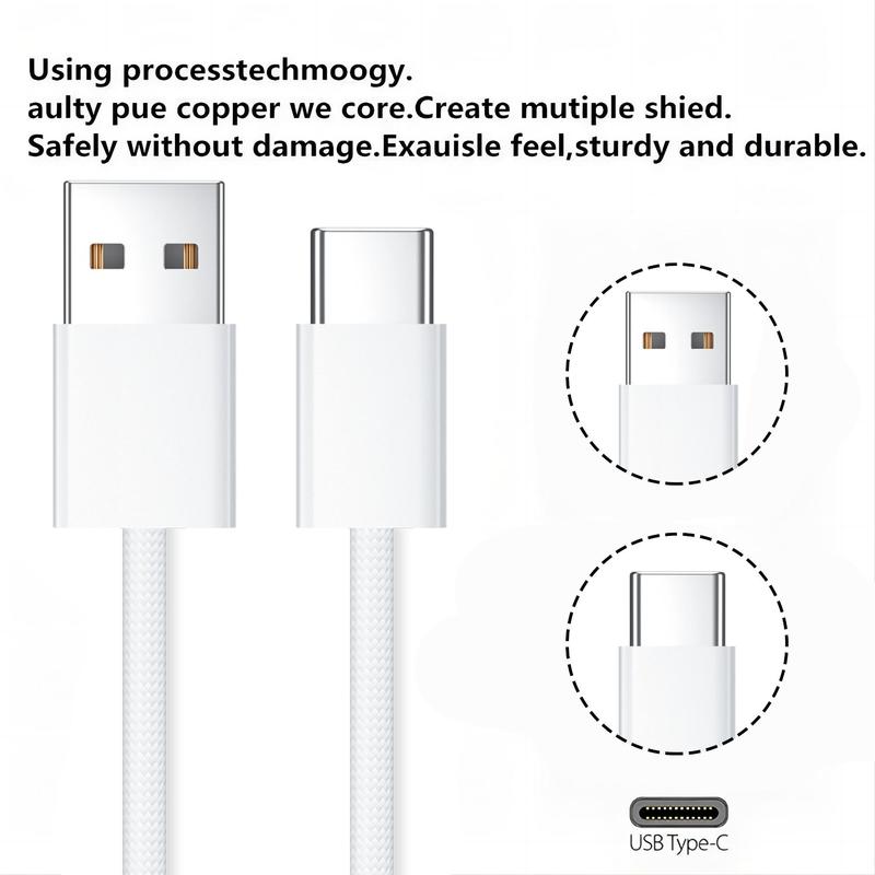 USB A to USB C Cable, Car Braided Cable, Car Charger Cord, USB-C Cable for iPhone 16 Pro Max 15 Plus iPad Pro iPad Air