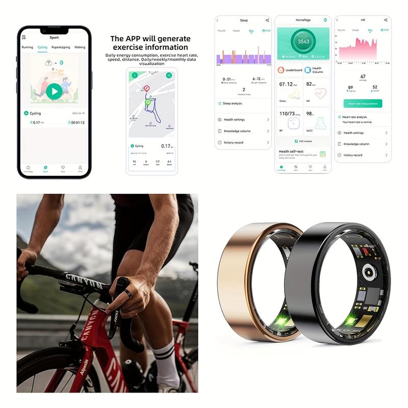 PIIY Multifunctional Smart Ring Gen2.0,Waterproof Swimmable, Women Men's Health Ring,Sleep-Fitness-Heart Rate Tracker, Multiple SportModes, Pedometer