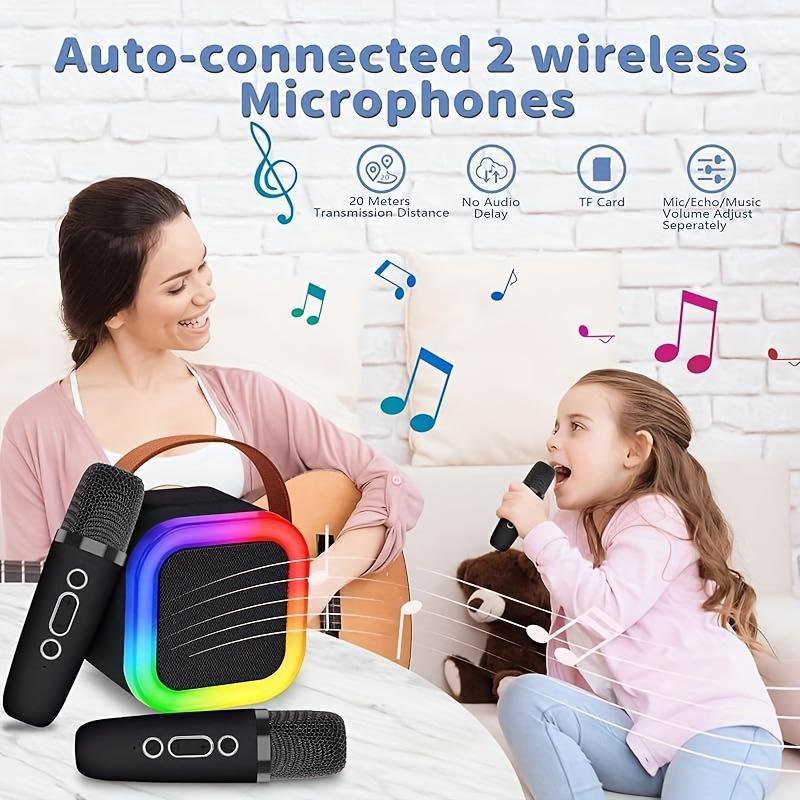 Portable Wireless Speaker with Microphone, Rechargeable LED Light Speaker with Microphone, Home Karaoke Machine for Home Party