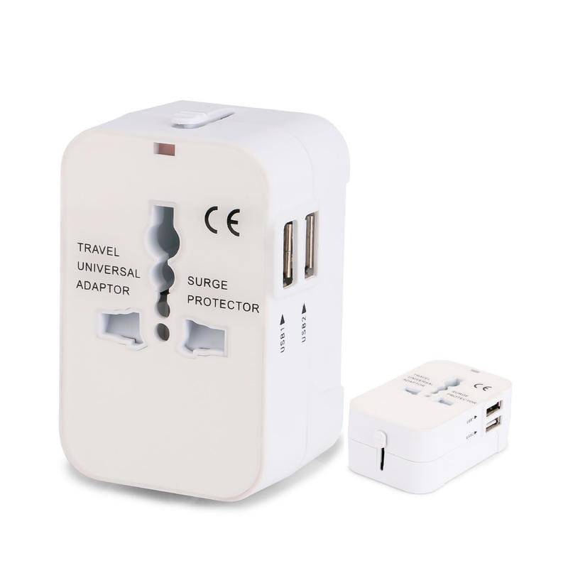 Universal Travel Plug Adapter, Worldwide Travel Wall Charger with 2 USB Ports, Multifunctional Phone Charging Converter for Home, Office & Travel