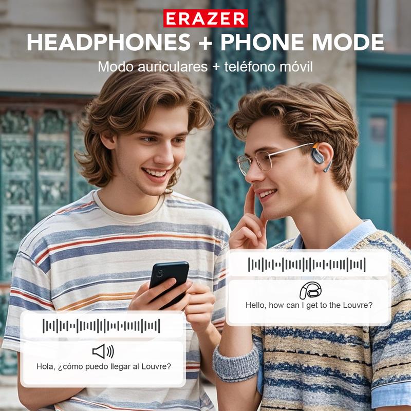 ERAZER XF31 AI Translation Earphones True Wireless OWS Headphones , Bluetooth Open Ear Earbuds with Mic,Support 128 Languages Real Time Bluetooth Translation Support Playing Music Phone Calls Headphones