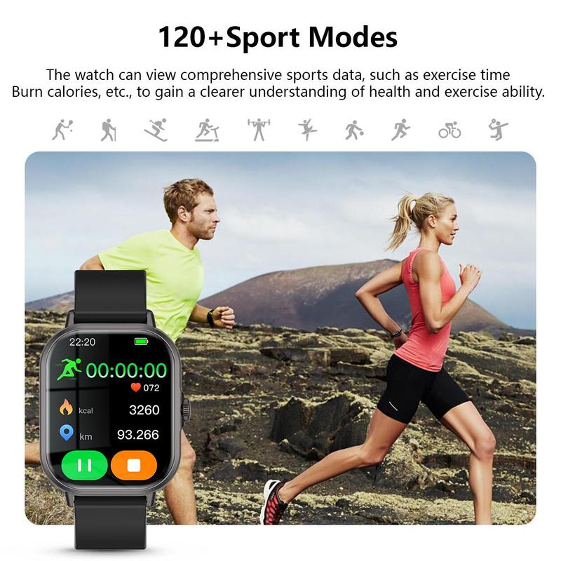 Full Screen Touch Sports Smart Watch, Fitness Watch with Health Monitoring, Multifunctional Square Fashion Watch Compatible with iPhone & Android Smartphone for Men & Women