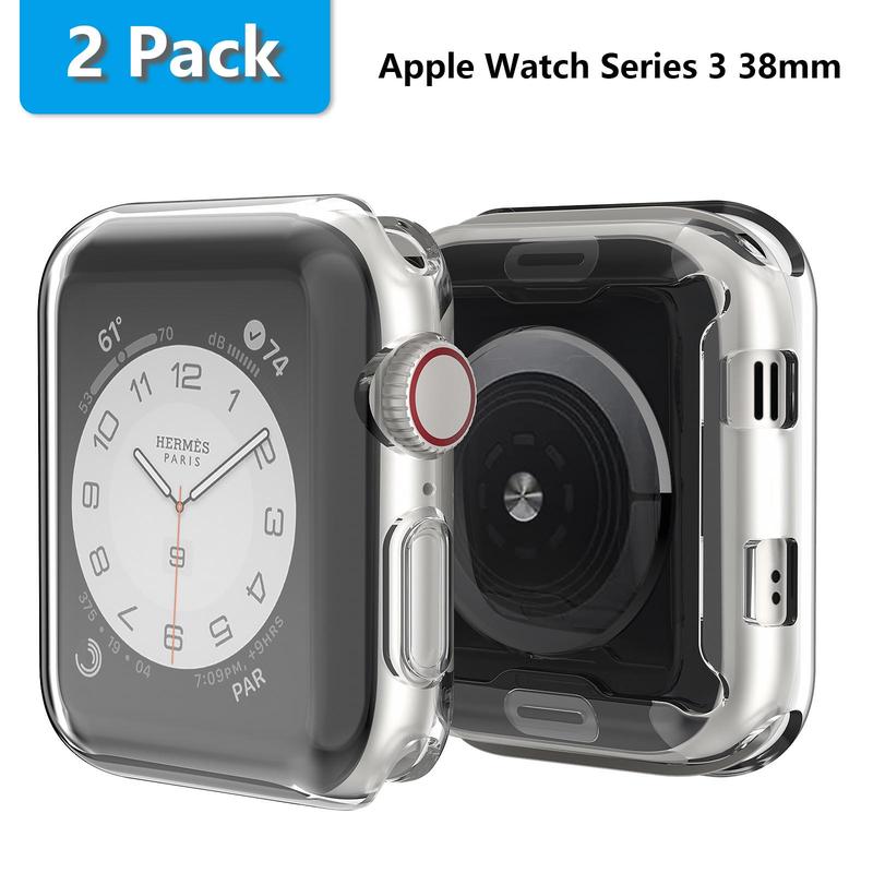 Clear Watch Case, 2 Counts TPU HD Clear Ultra-thin Watch Cover, Watch Protective Case Compatible with Apple Watch Series 6 SE Series 5 Series 4