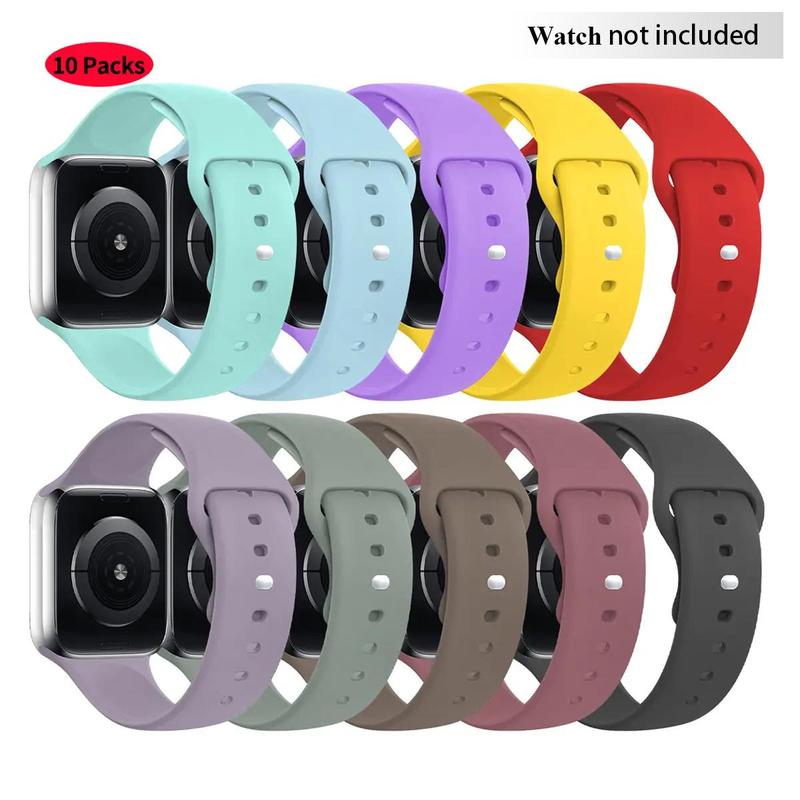 Durable Silicone Watchband, 10pcs set Multi-color Watch Band Set, Smart Watch Bands, Stylish Watch Band for Summer, Wearable Accessories for Apple Watch 38mm to 49mm