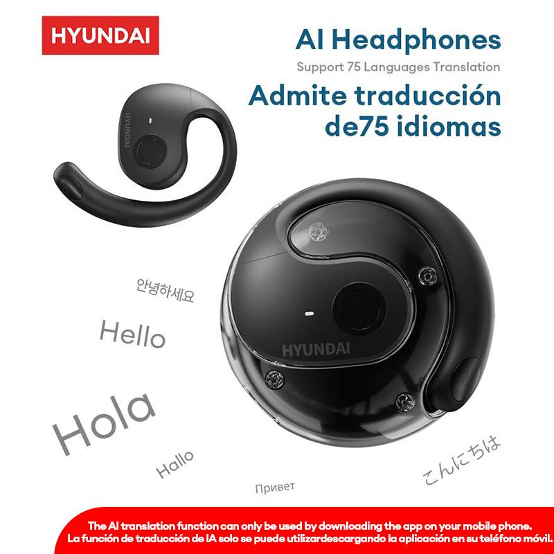 AI Hyundai HY T26 Pro Open Free Wireless Bluetooth Headphone For Listening To Music & Calling, Support 75 Languages Face-to-Face& Simultaneous ,Video Voice Real Time Translation Headphone & Meeting Summary Function Earphones