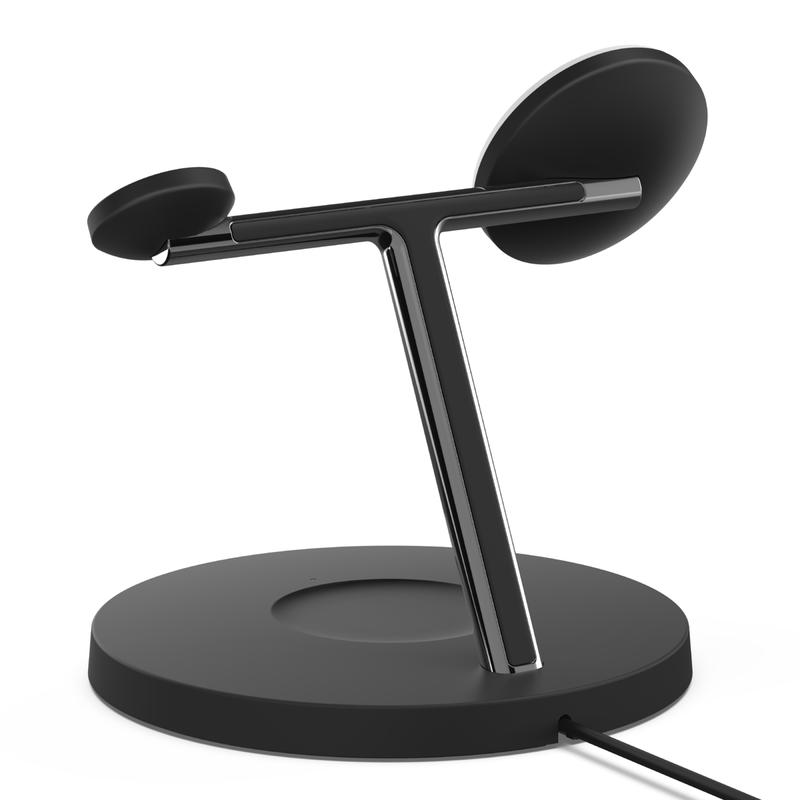 Belkin BoostCharge Pro 3-in-1 Wireless Charger Stand, Official MagSafe Wireless Charging Station, 15W Fast Wireless Charging, 33% Faster Charging for Apple Watch, iPhone 15, iPhone 14, iPhone 13 Series, AirPods, Black & White.