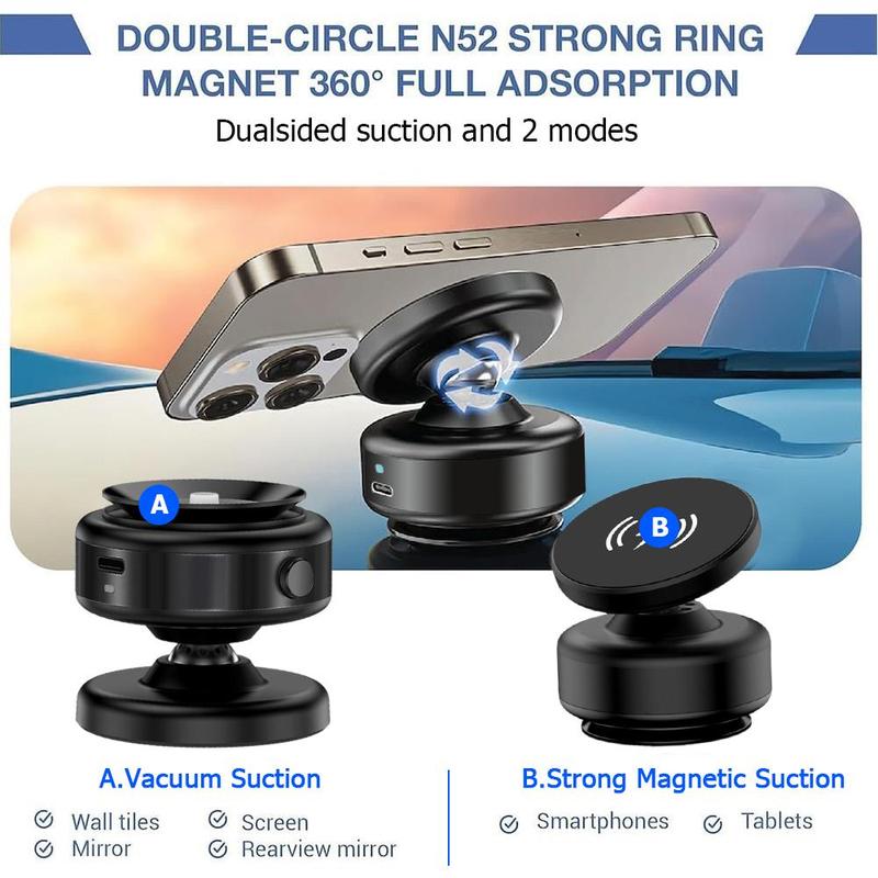 2-in-1 Car Phone Holder & Charger, Car Phone Holder with Vacuum Suction Cup, Car Phone Support, Car Electrical Appliances