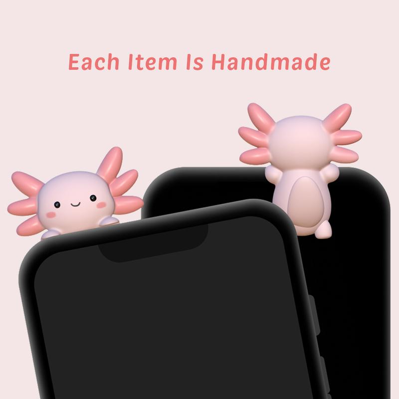 Chiffon Axolotl Peeking Sticker Phone Charm - Cute Gift Tech Accessories for Phones and Tablets - Silicone, Plastic Smartphone Cellphone cell phone