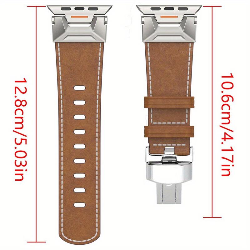 Men's PU Leather Watch Band, Replacement Watch Band for Apple Watch Ultra 2 49mm 46mm 45mm 44mm, Watch Band for iWatch Series 10 9 8 7 6 5 4 SE