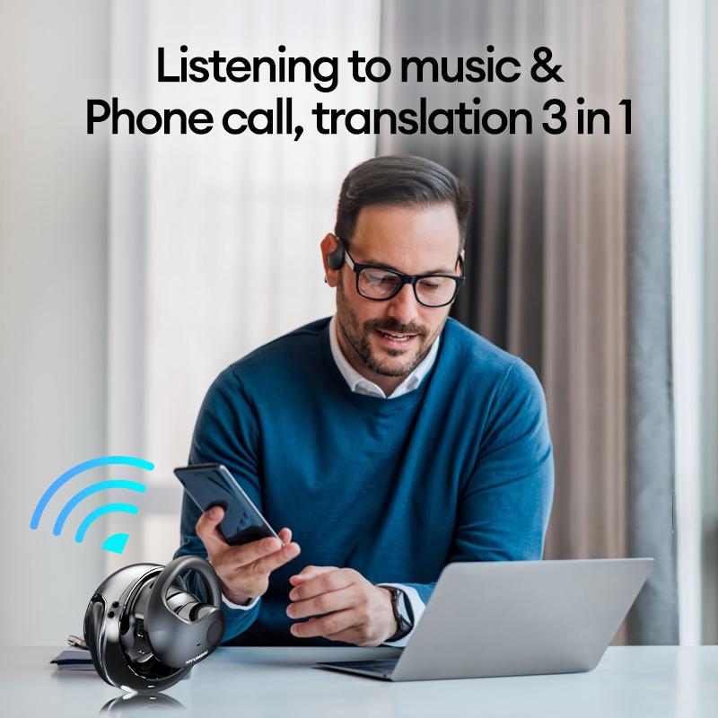 AI Hyundai HY T26 Pro Open Free Wireless Bluetooth Headphone For Listening To Music & Calling, Support 75 Languages Face-to-Face& Simultaneous ,Video Voice Real Time Translation Headphone & Meeting Summary Function Earphones