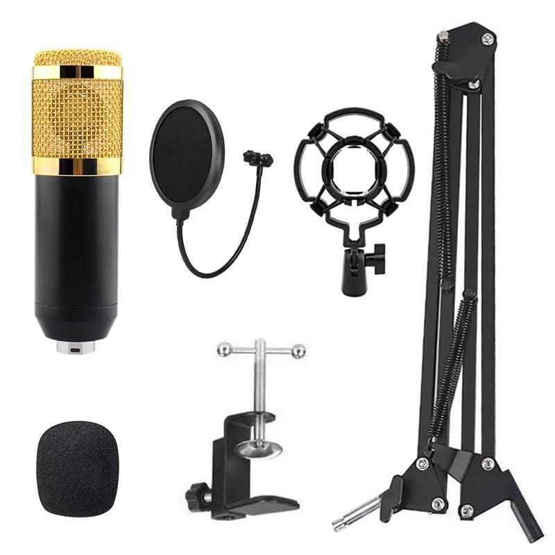 Podcast Microphone Bundle, BM-800 Condenser Mic with Live Sound Card Kit, Podcast Equipment Bundle with Voice Changer and Mixer Functions for PC Smartphone Studio Recording & Broadcasting