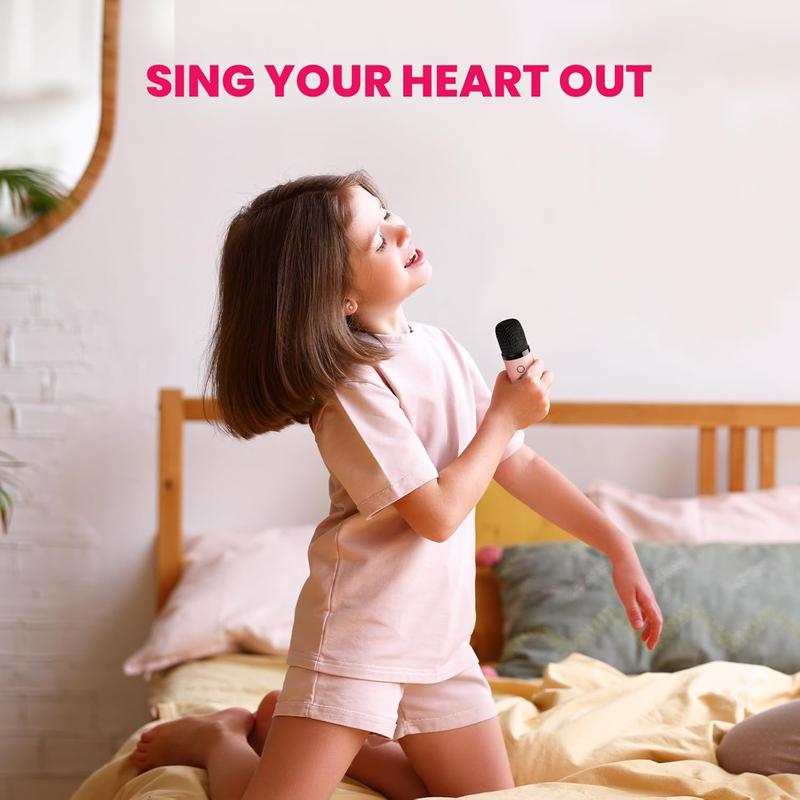 Karaoke Machine for Kids Adults, Portable Bluetooth Mini Karaoke Microphone Singing Speaker with 2 Mic and Light,Birthday, Family,Home Party