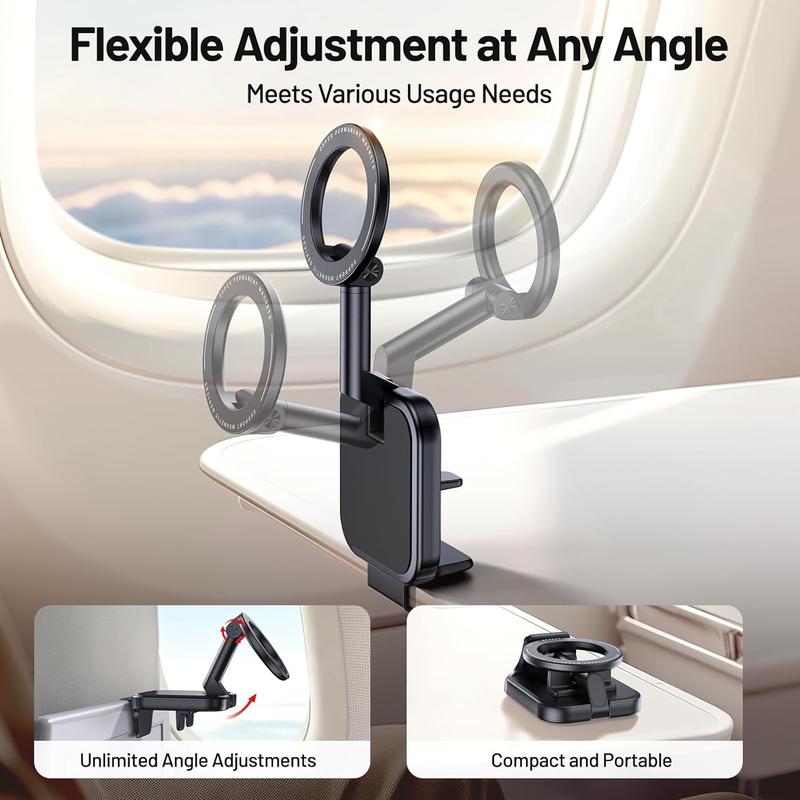 Travel Accessories Airplane Phone Holder for MagSafe, Travel Essentials Phone Mount with Multi-Angle Rotation, Travel Must Haves for Flying