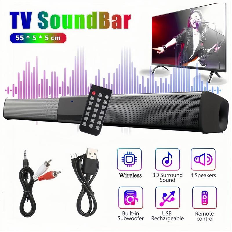 Bluetooth Speaker with HD Sound, Bestisan Soundbar Bluetooth 5.0 Wireless and Wired Home Theater Speaker (DSP, HDMI-ARC, Bass Adjustable, Optical Cable Included) surround sound