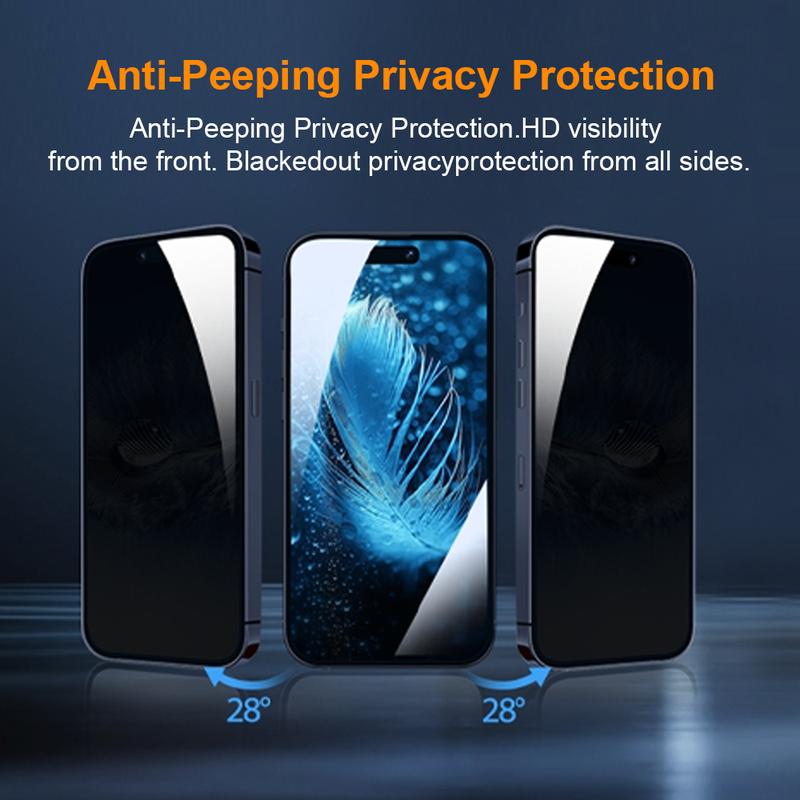 One Fish  iPhone15 14plus 13pro Privacy Screen Protector Tempered Glass Shockproof Phone Protective Film, Fingerprint Proof Phone Screen Protector, Privacy Screen Protector, Protective Phone Accessories,Phone Accessories  Protection Cellphone