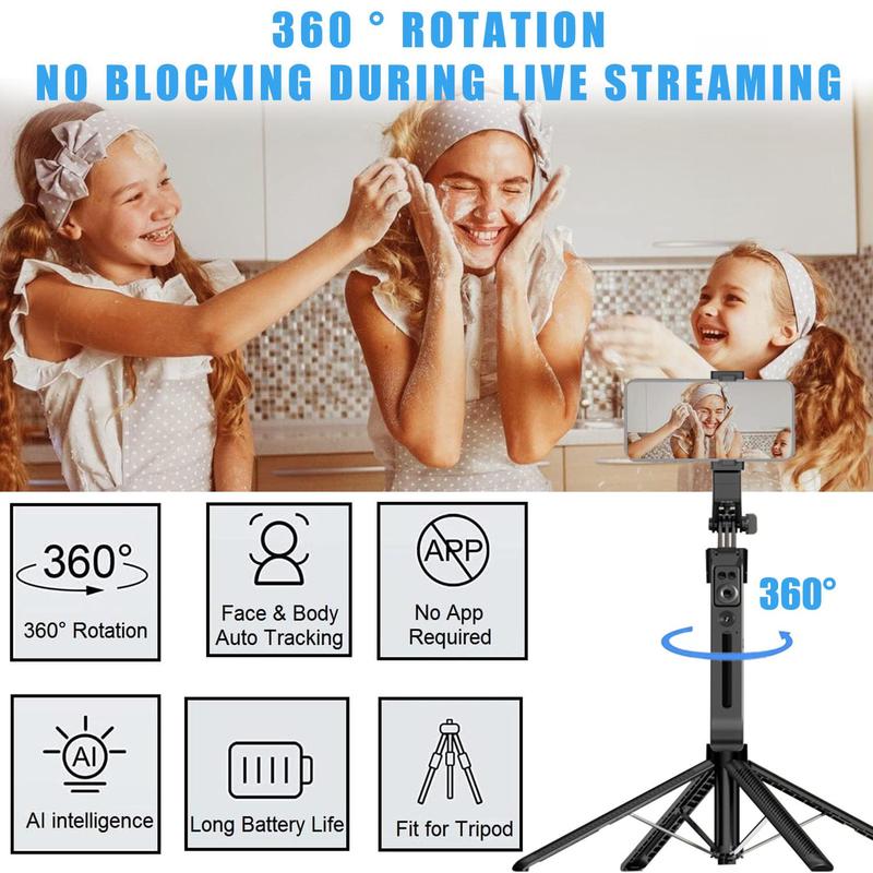 Auto Face Tracking Tripod, 1 Count USB Rechargeable 360° Rotation Auto Tracking Phone Holder with Remote, Smart Shooting Phone Stand for Video Vlog Live Stream