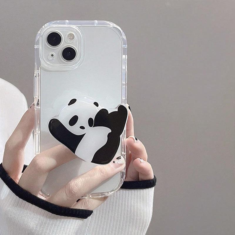 Cute Cartoon Panda Pattern Phone Holder, Acrylic Folding Phone Stand, Durable Grip Holder, Suitable for Smartphone, Tablet, Mobile Phone Accessories