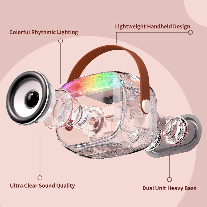 Christmas Gifts，Fall Portable Wireless Karaoke Speaker with Microphone, HIFI Stereo Sound Subwoofers, KTV Speaker Subwoofer with RGB Colorful LED Lights, Karaoke Machine Sound System for Outdoor Sports Travel, Audio Device, Room Accessories, Smartphone